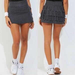 Dona Jo Shakira Black White Polka Dot 13.5” Tennis Golf Skort Skirt Sz 1 / S